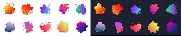 Conjunto de insignias de colores fluidos Composición de formas abstractas Eps10 vector Ilustración vectorial