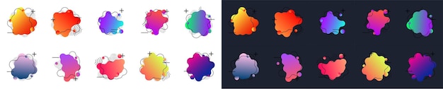 Conjunto de insignias de colores fluidos composición de formas abstractas eps10 vector ilustración vectorial