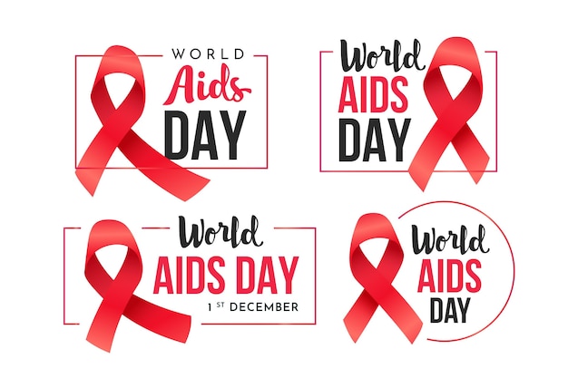 Conjunto de insignias del día mundial del sida.