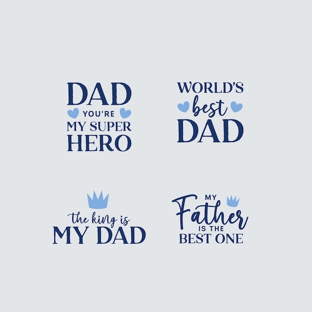 Un conjunto de insignias del día del padre feliz Papá, eres mi héroe