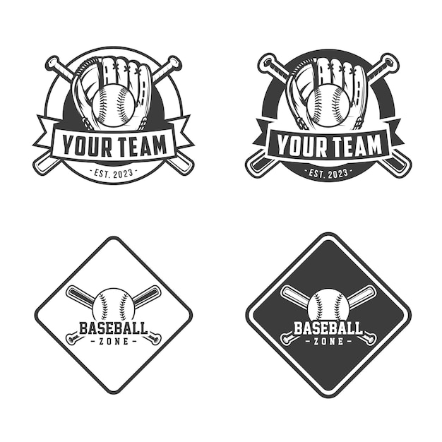 Conjunto de insignias del equipo de béisbol Conjunto de insignias del logotipo de béisbol Colección de plantillas de diseño de béisbol