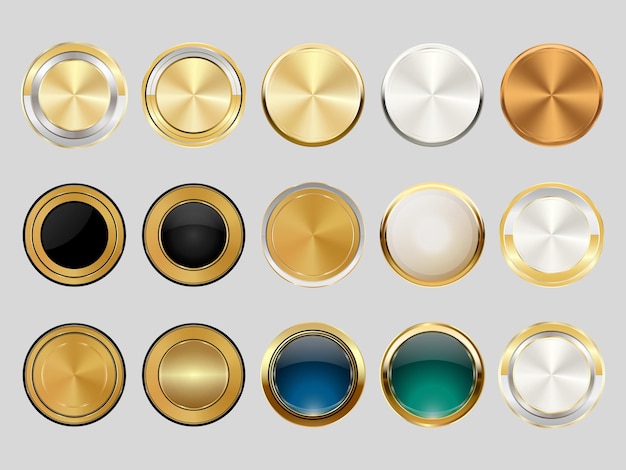 Conjunto de insignias y etiquetas de plata dorada de lujo Diseño de insignia de círculo retro vintage