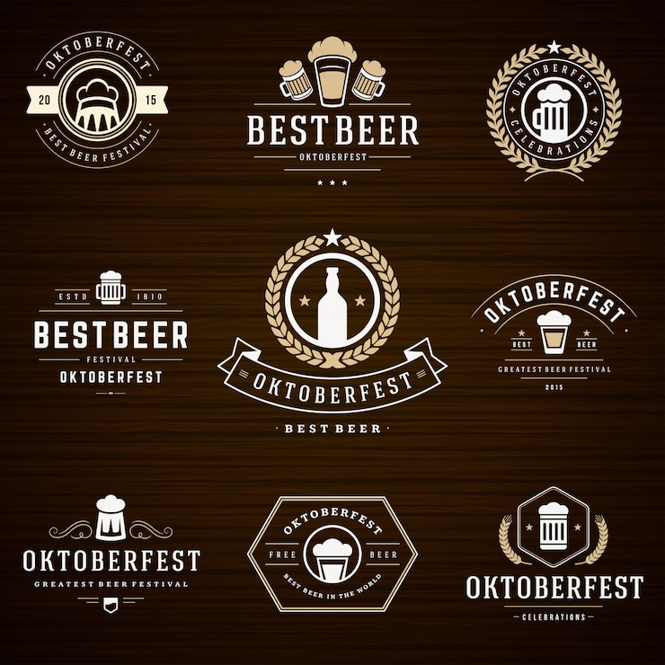Vector conjunto de insignias y logotipos de oktoberfest