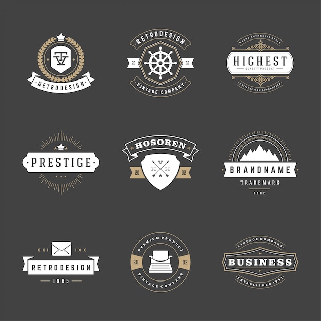 Conjunto de insignias y logotipos vintage retro vector elementos de diseño