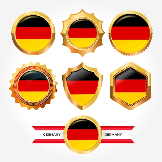 Vector conjunto de insignias de lujo de la bandera de alemania