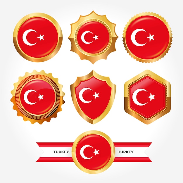 Conjunto de insignias de lujo de la bandera de Turquía
