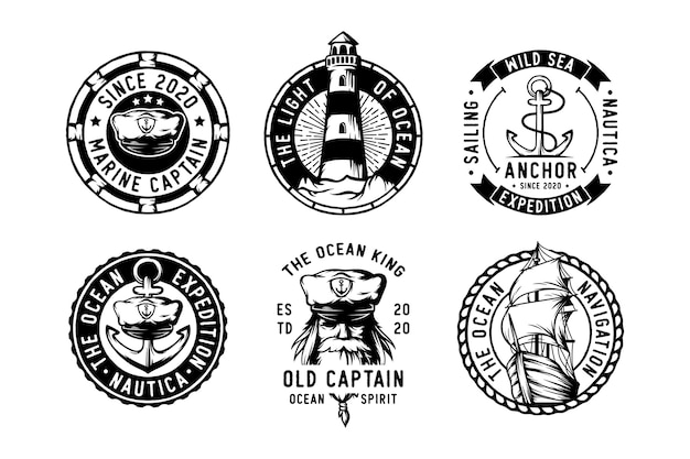 Conjunto de insignias de navegación etiquetas emblemas y logotipo.