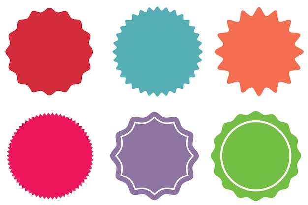 Conjunto de insignias de rayos de sol de vector starburst Etiqueta de venta de Starburst Pegatinas de colores
