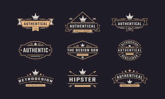 Vector conjunto de insignias retro vintage y elemento de diseño de logotipo de siluetas