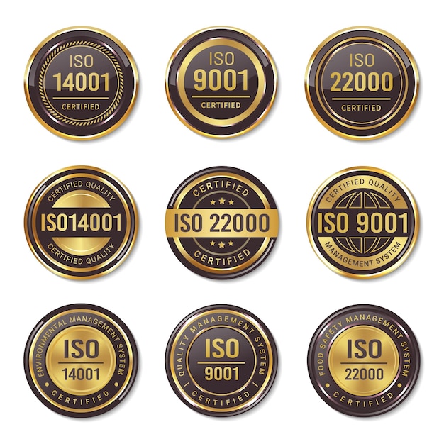 Conjunto de insignias de sello de certificación ISO