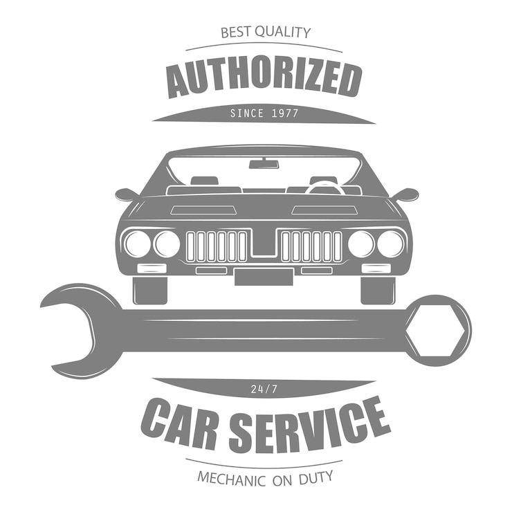 Vector conjunto de insignias de servicios de automóviles tienda de neumáticos estación de servicio de lavado de automóviles servicio de automóviles autorizado y por separado algunos elementos artículo 5