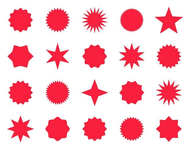 Vector el conjunto de insignias starburst iconos en forma de estrella