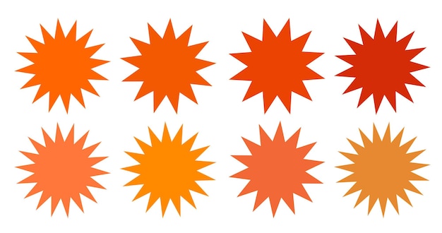 Vector conjunto de insignias de vector starburst sunburst colección azul degradado de color diferente estilo simple etiquetas vintage elementos de diseño pegatinas de colores ilustración vectorial eps10 de icono de tipos y colores