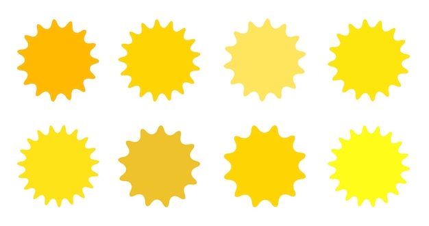 Conjunto de insignias de vector starburst sunburst Colección azul degradado de color diferente Estilo simple Etiquetas vintage Elementos de diseño Pegatinas de colores Ilustración vectorial eps10 de icono de tipos y colores