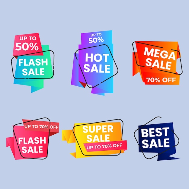 Conjunto de insignias de venta Elementos de venta Insignias de compra de bandera de plantilla Etiquetas y etiquetas de venta Descuentos de venta