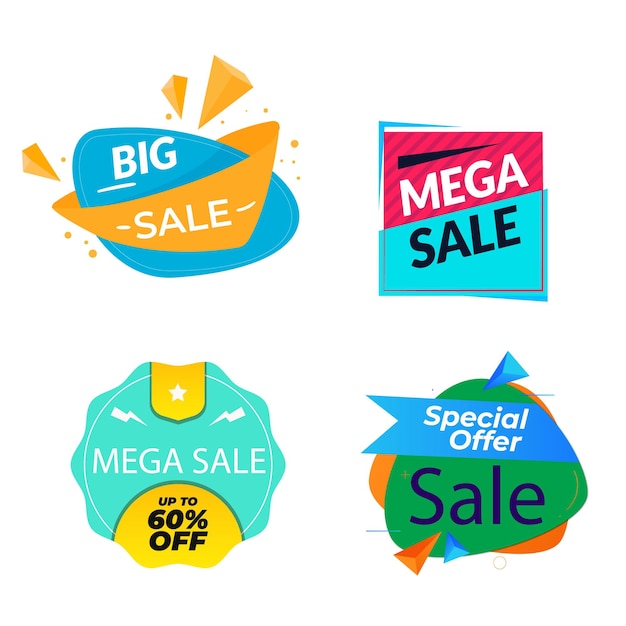 Conjunto de insignias de venta Elementos de venta Insignias de compra de bandera de plantilla Etiquetas y etiquetas de venta Descuentos de venta