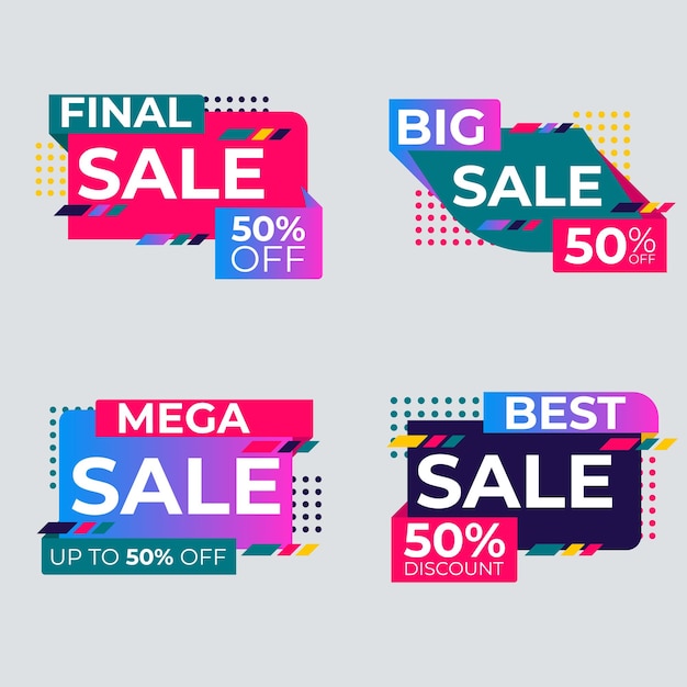 Conjunto de insignias de venta Etiquetas y etiquetas de calidad de venta Insignias de compra de banner de plantilla Oferta especial sa