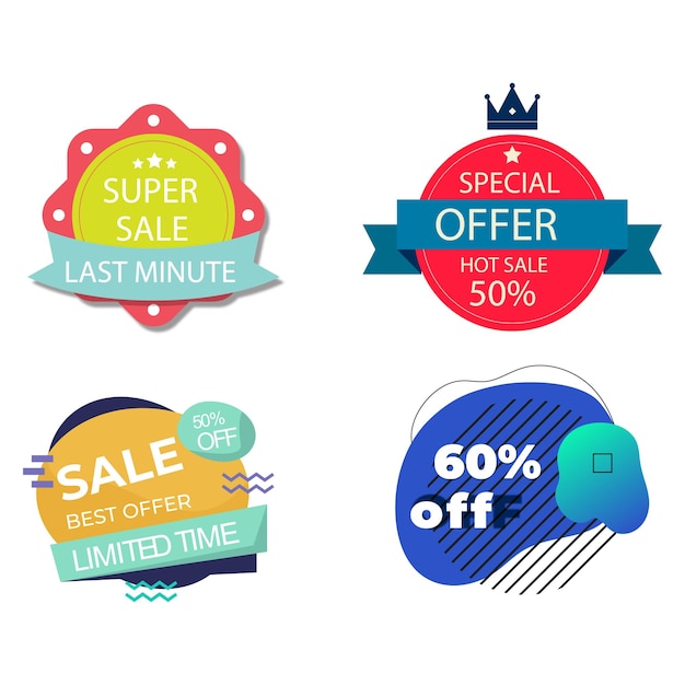 Conjunto de insignias de venta Etiquetas y etiquetas de calidad de venta Insignias de compra de banner de plantilla Oferta especial sa