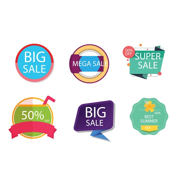 Conjunto de insignias de venta Etiquetas y etiquetas de calidad de venta Insignias de compra de banner de plantilla Oferta especial sa