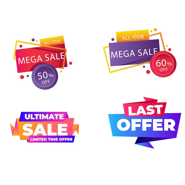 Conjunto de insignias de venta Etiquetas y etiquetas de calidad de venta Insignias de compra de banner de plantilla Oferta especial sa