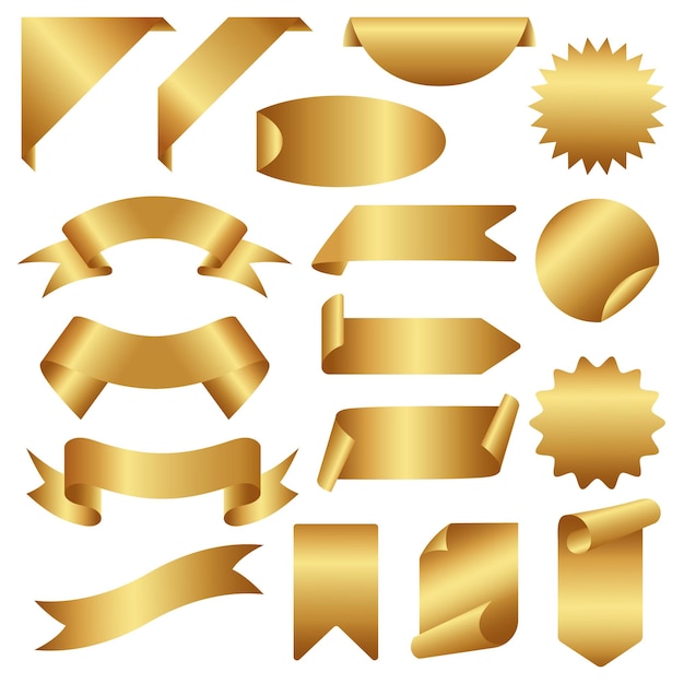 Conjunto de insignias de venta plana vectorial Cintas rojas para promociones Pegatina de banner de venta Colección de etiquetas de venta