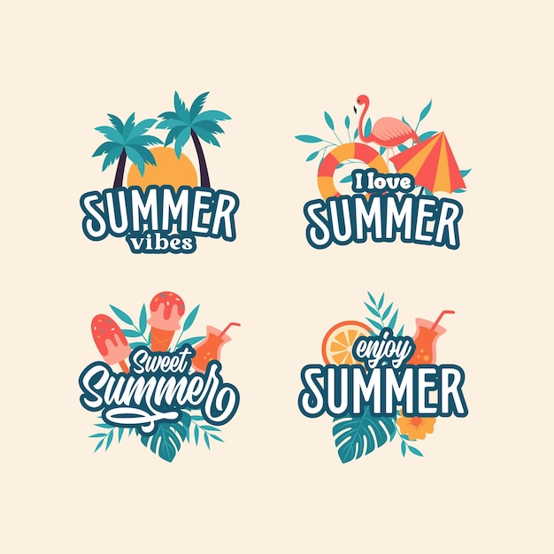 Vector conjunto de insignias de verano