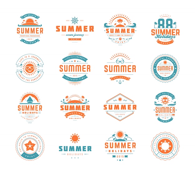 Vector conjunto de insignias de verano.