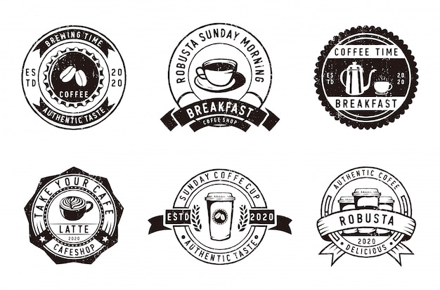 Vector conjunto de insignias vintage café, cafetería y emblemas.