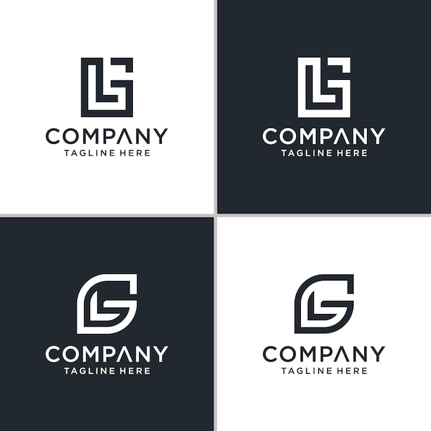 Conjunto de inspiración abstracta de monograma letra creativa gl logo.