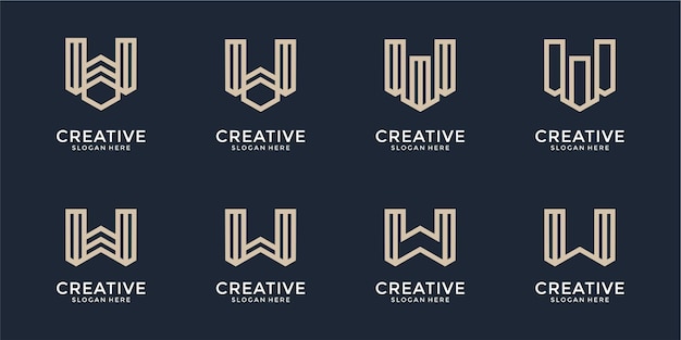 conjunto de inspiración creativa para el diseño del logotipo de la letra w del monograma
