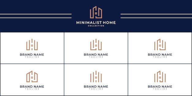 conjunto de inspiración de diseño de logotipo de bienes raíces de casa minimalista