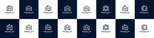 Conjunto de inspiración de diseño de logotipo de bienes raíces para el hogar minimalista