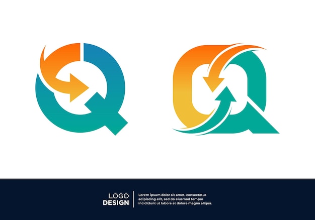Conjunto de inspiración para el diseño del logotipo comercial de la letra Q
