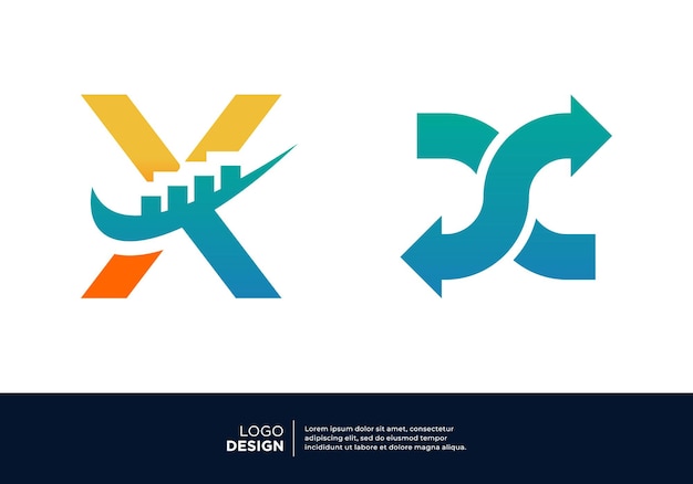 Conjunto de inspiración para el diseño del logotipo comercial de la letra X
