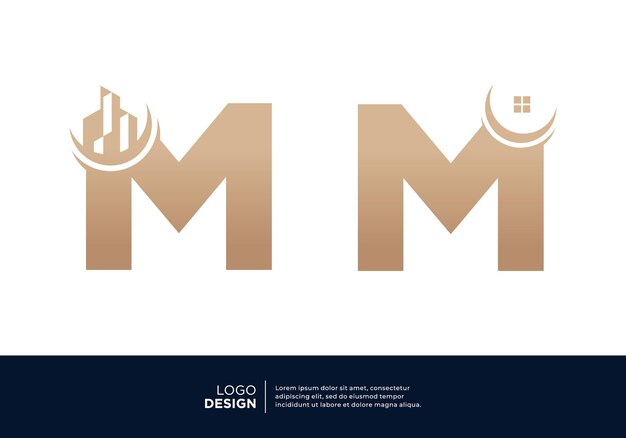 Conjunto de inspiración para el diseño del logotipo del edificio de la letra M