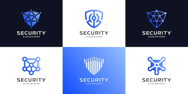 Conjunto de inspiración para el diseño del logotipo del escudo de seguridad