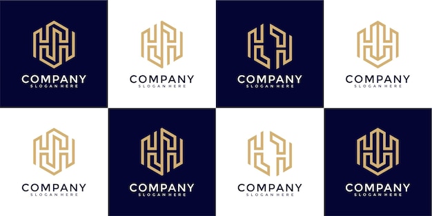 conjunto de inspiración de diseño de logotipo de letra h de monograma abstracto creativo