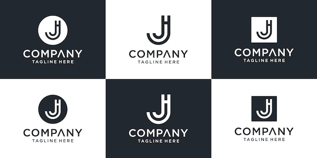 Conjunto de inspiración de diseño de logotipo de letra jh de monograma abstracto creativo