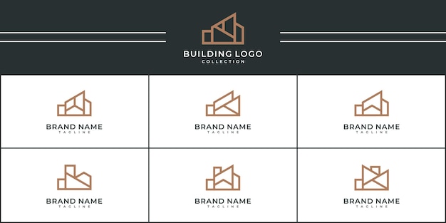 Vector conjunto de inspiración para el diseño de logotipos de edificios inmobiliarios