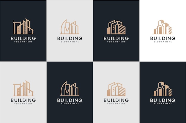 Conjunto de inspiración para el diseño de logotipos modernos de edificios
