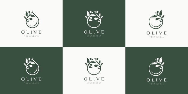 conjunto de inspiración de logotipo de oliva