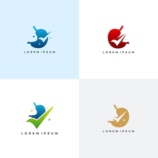 Conjunto de inspiración para el logotipo de Stomach, vector de diseños de logotipos de Stomach Check