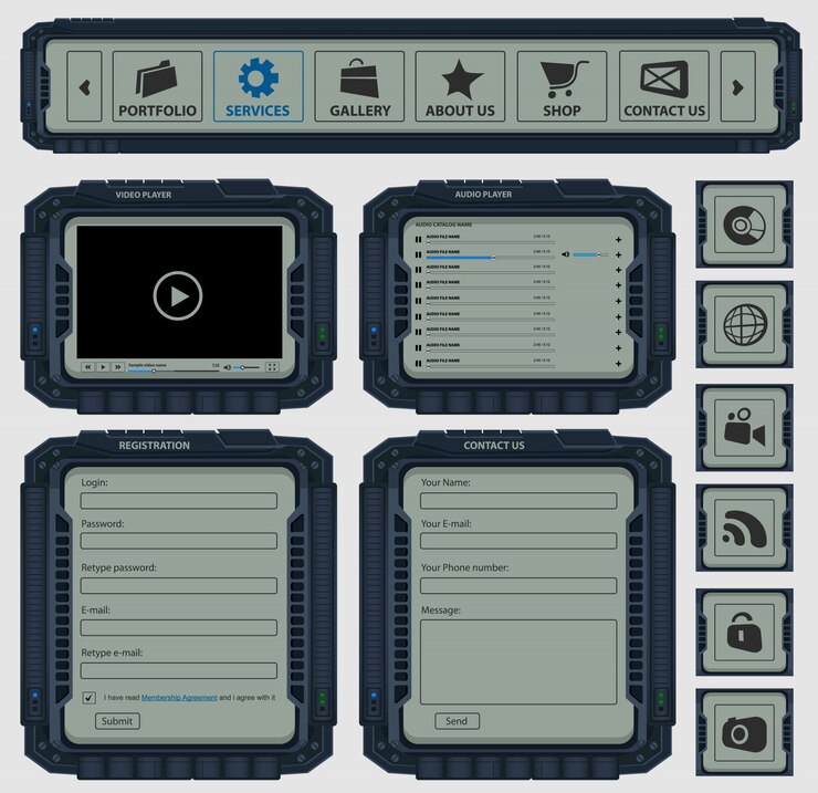 Vector conjunto de interfaces futuristas creativas