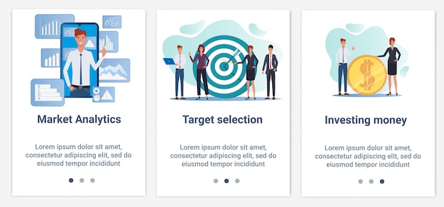 Un conjunto de interfaces ui y ux para la selección de objetivos de análisis de la interfaz de usuario y la inversión de dinero
