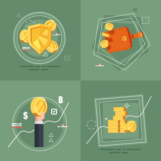 Conjunto de inversión financiera. Plano conjunto de 4 inversiones financieras
