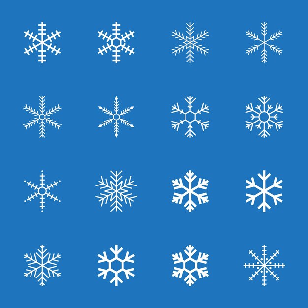 conjunto de invierno de copo de nieve Elementos de decoraciones de vector plano de invierno