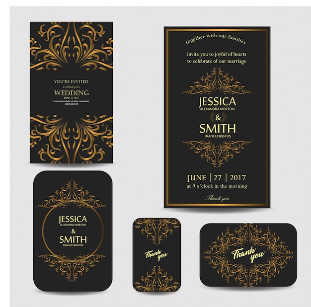 Conjunto de invitación de boda de lujo