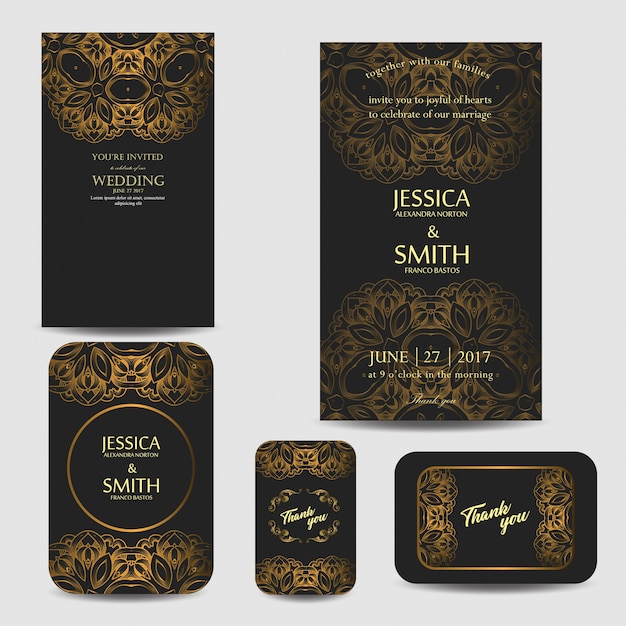Conjunto de invitación de boda de lujo