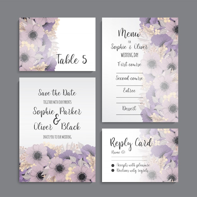 Conjunto de invitación de boda