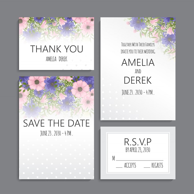 Conjunto de invitación de boda